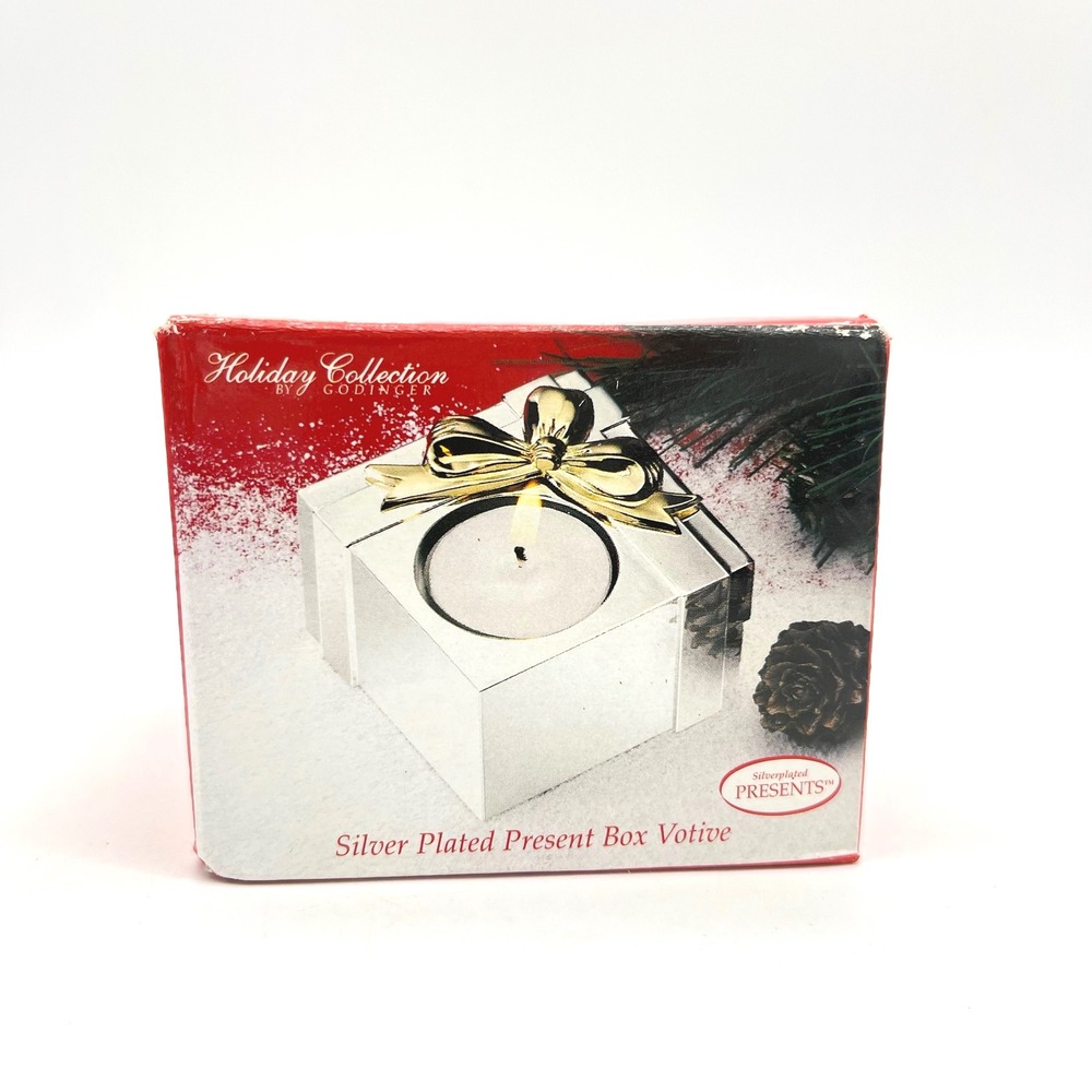 Silverplated Presents Present Box Votive Candleholder‎ Holiday Collection